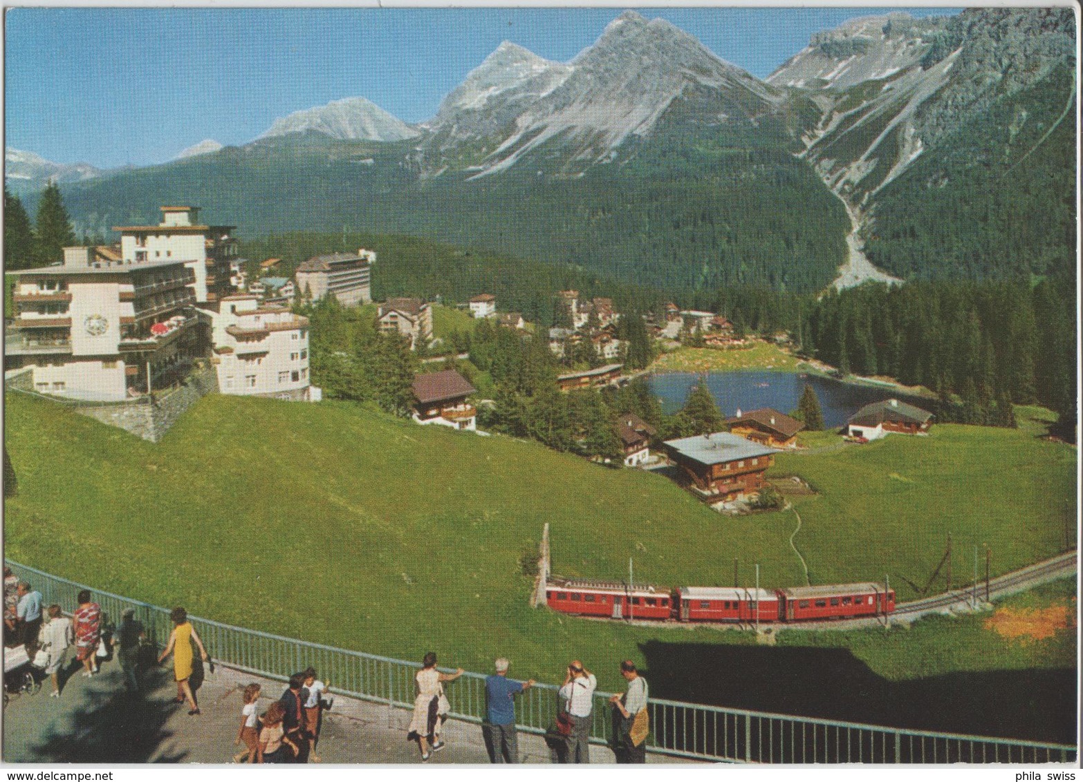 Arosa - Dorfstrasse Mit Blick Gegen Untersee, Chur-Arosa-Bahn,  Animee - Photo: Benker - Chur