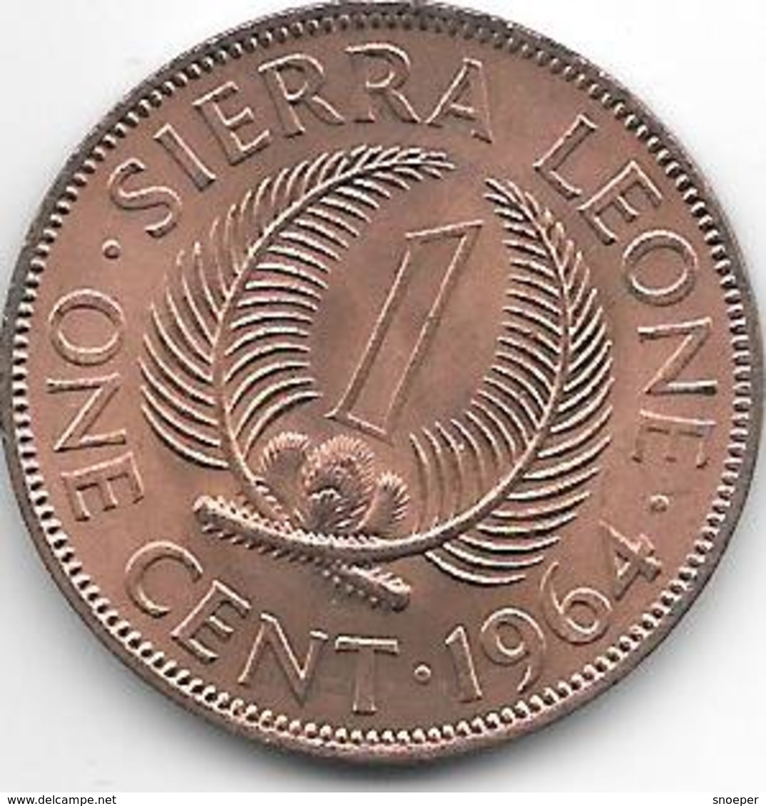 Sierra Leone 1 Cent 1964  Km 2  Bu - Sierra Leone