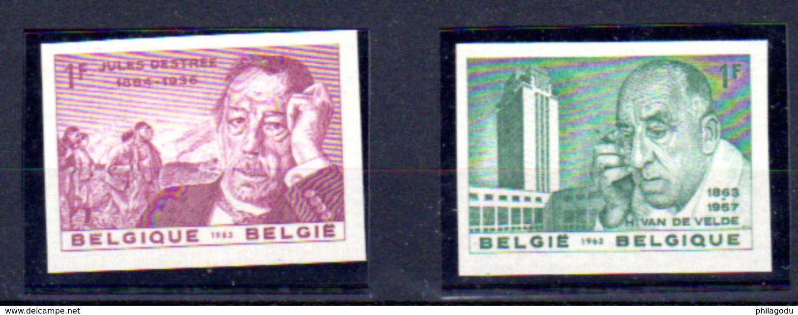 1963   Belgique, Jules Destrée Et Henry Van De Velde, 1269-1270** Non Dentelé (tirage 300), Sans Bord, - 1961-1980