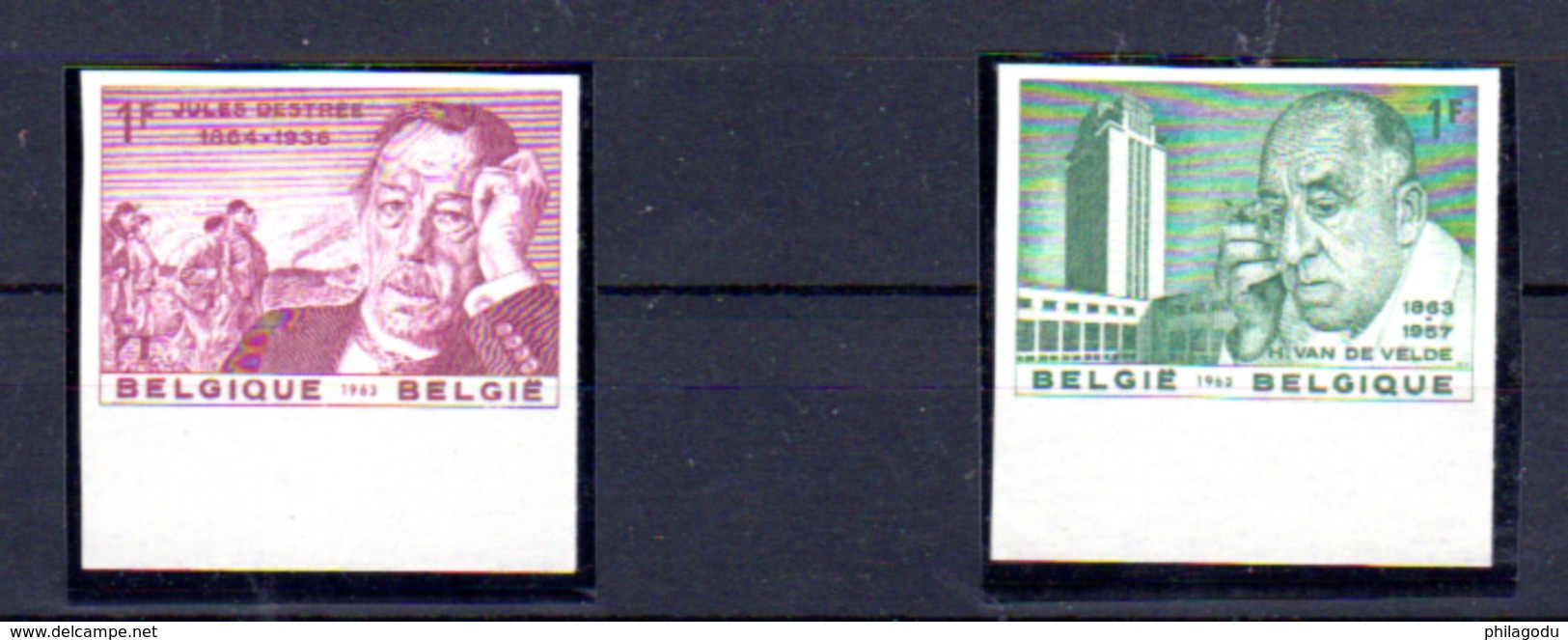 1963   Belgique, Jules Destrée Et Henry Van De Velde, 1269-1270** Non Dentelé (tirage 300), Avec Bord, - 1961-1980