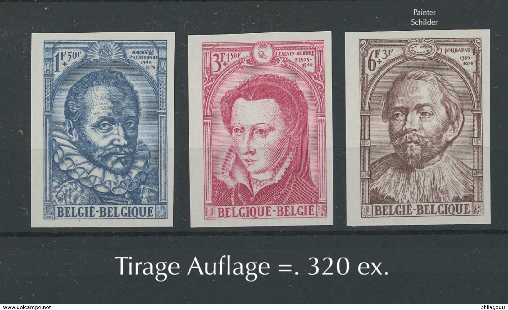 1964   Belgique, Protestantisme En Belgique, 1287-1289** Non Dentelé (tirage 320), Peintre Jordeans - Autres & Non Classés