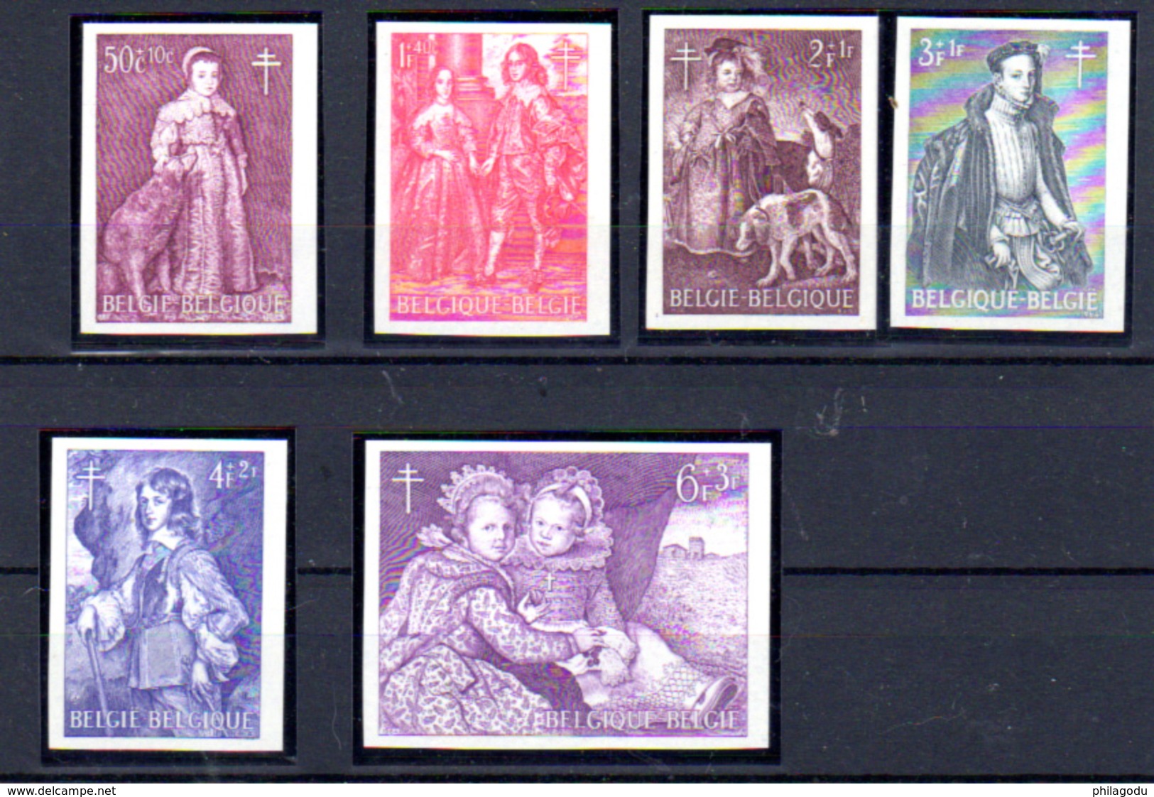 1964   Belgique,  Van Dyck Et Peintres Belges, Antituberculeux, 1307 /  1312** Non Dentelé (tirage 320), - 1961-1980
