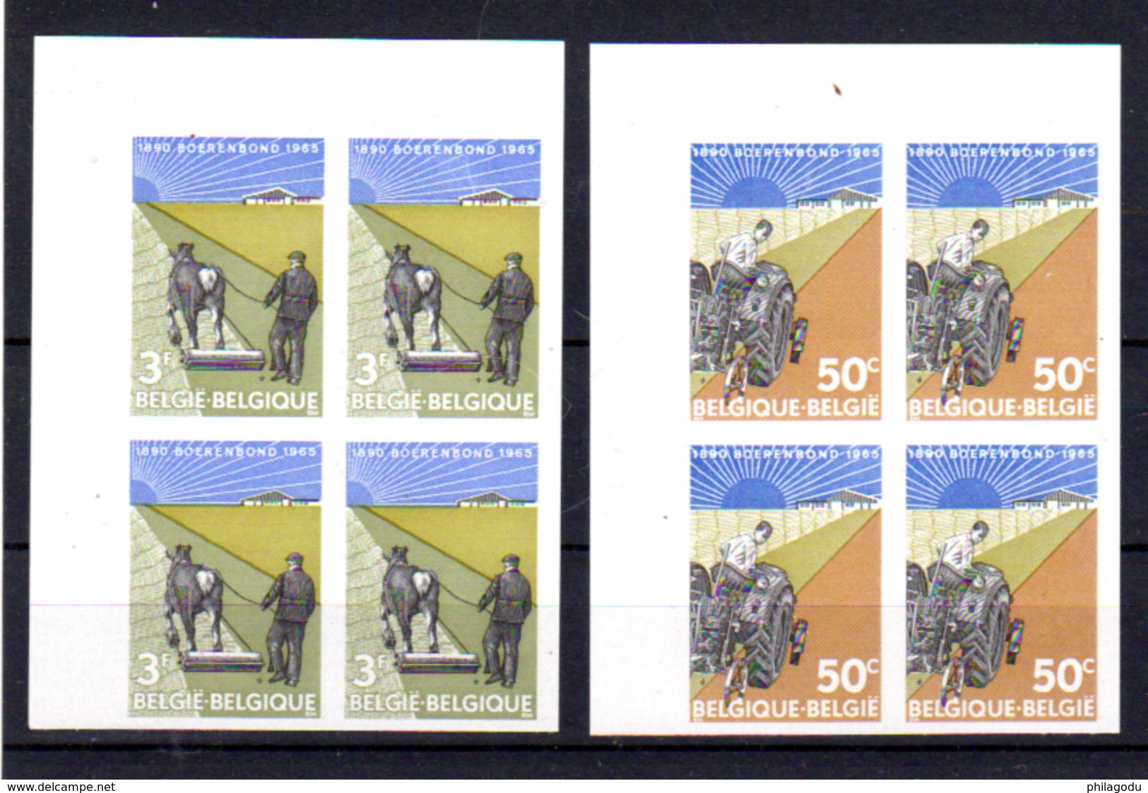 1965  Boerenbond, 1340 /  1341** Non Dentelé (tirage 35 Ex En Bloc De 4),Agriculture, Cheval Horse Pferdfe , Tracteur - 1961-1980