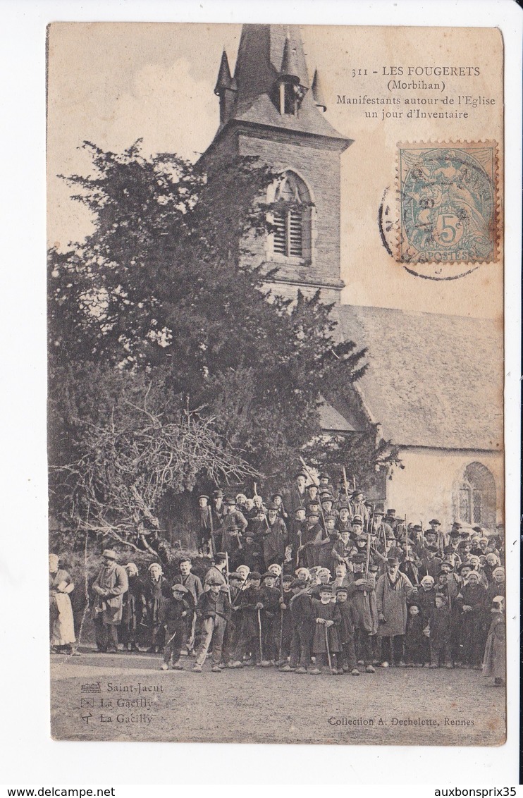 LES FOUGERETS - MANIFESTANTS AUTOUR DE L'EGLISE UN JOUR D'INVENTAIRE - 56 - Other & Unclassified