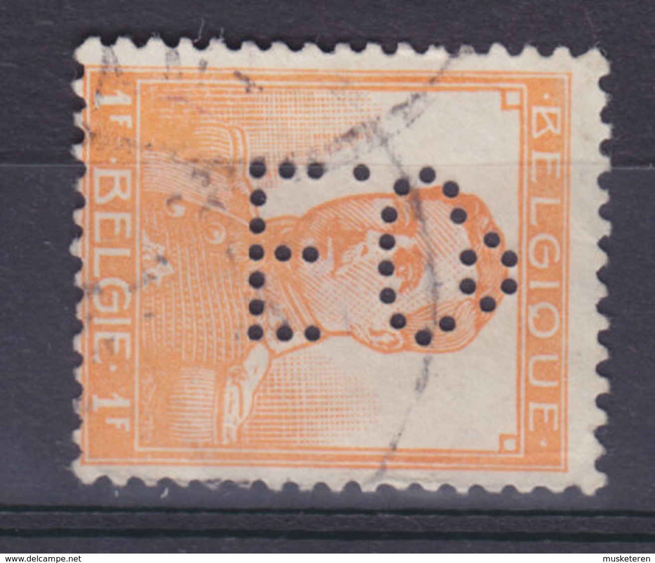 Belgium Perfin Perforé Lochung 'E.Co.' Mi. 97, 1 Fr. Albert I. Stamp (2 Scans) - 1909-34