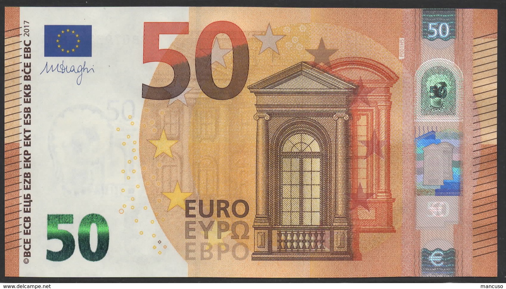 50 EURO OLANDA  PB  P001 H5  LAST POSITION - DRAGHI   UNC - 50 Euro