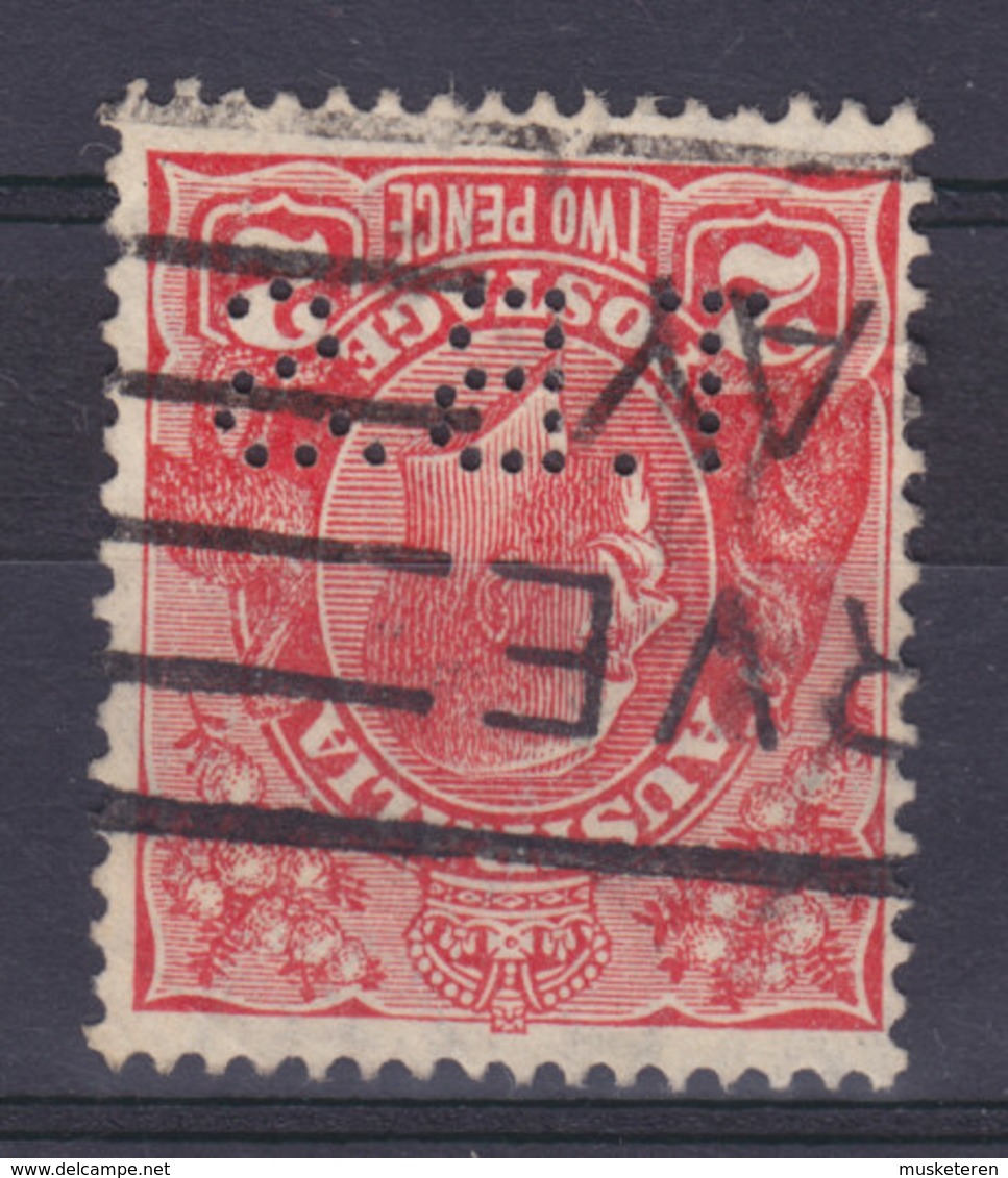 Australia Perfin Perforé Lochung 'T.B.S.' 2p. GVI. Stamp (2 Scans) - Perfin