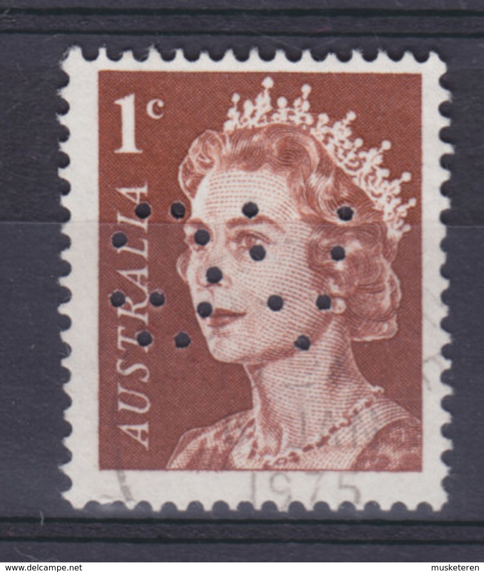 Australia Perfin Perforé Lochung 'VG' 1c. QEII Stamp (2 Scans) - Perfin