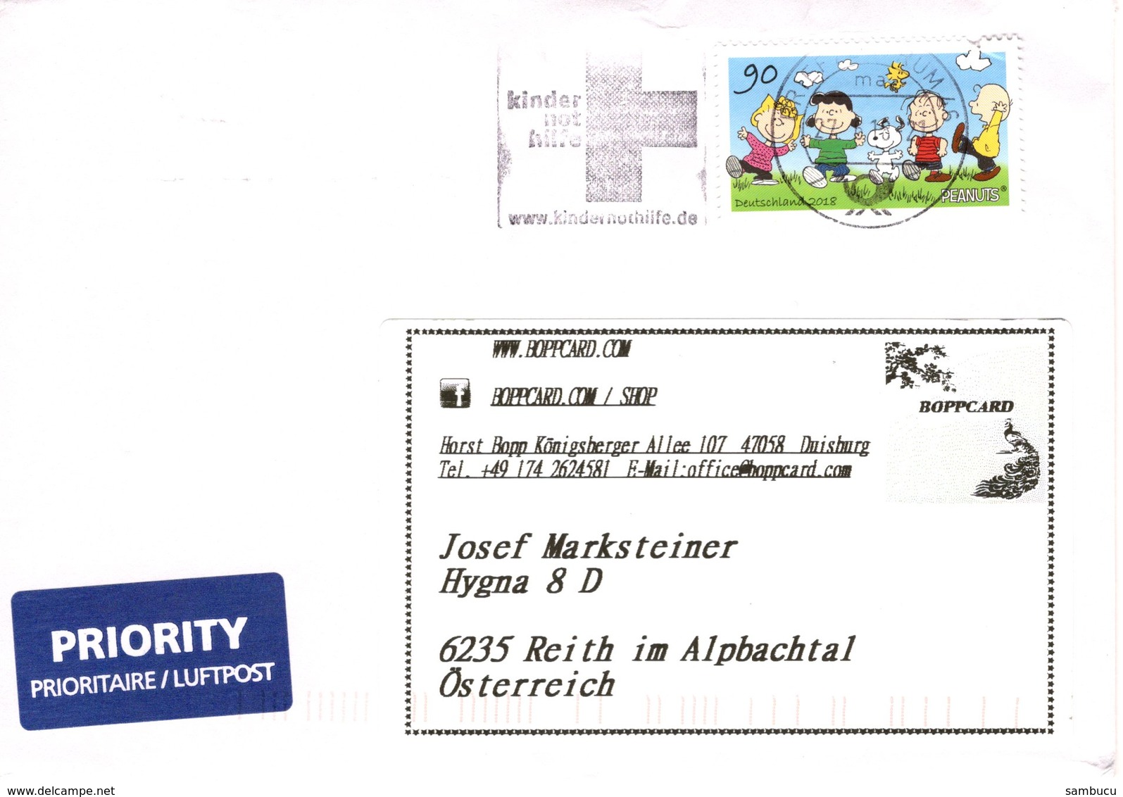 Auslands - Brief Von Briefzentrum 46 Mit 90 Cent Peanuts + Werbestempel Kindernothilfe 2018 - Briefe U. Dokumente