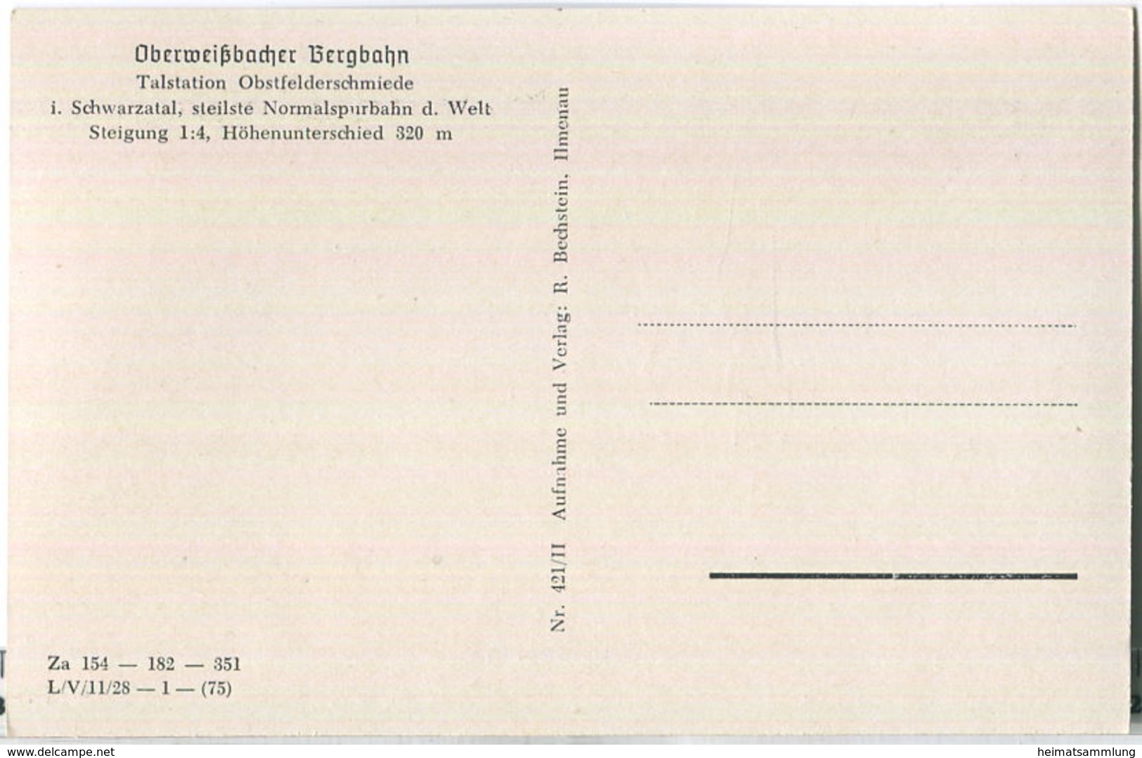 Oberweissbacher Bergbahn - Tal-Station Obstfelderschmiede - Verlag R. Bechstein Illmenau - Oberweissbach