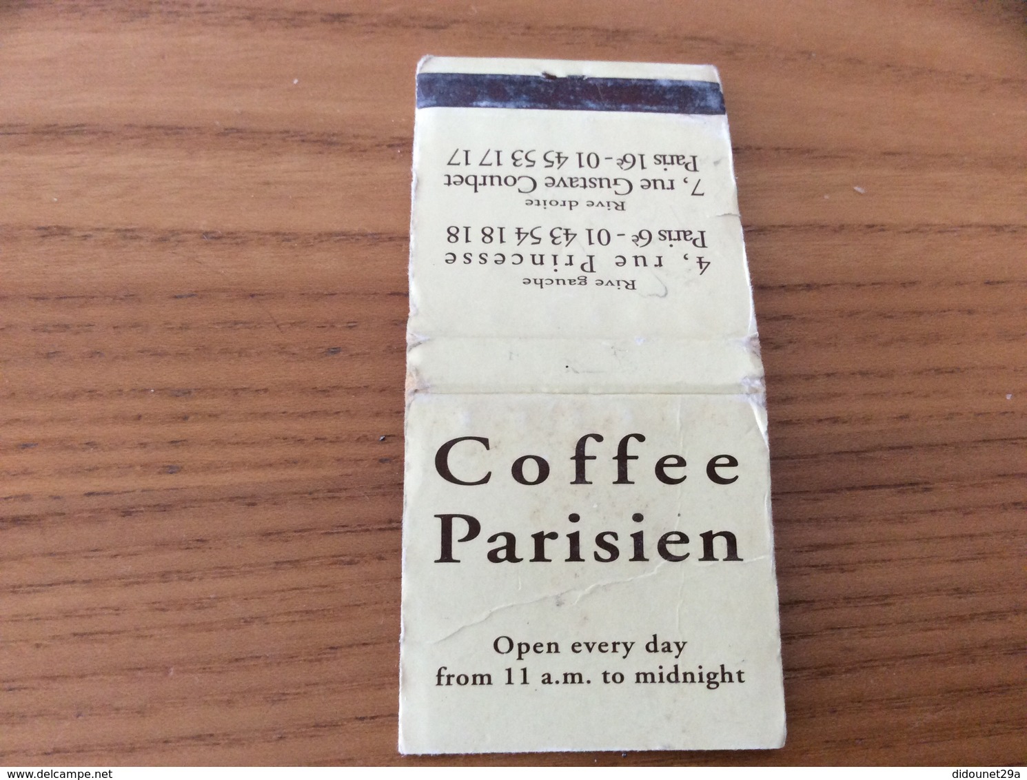 Pochette D'allumettes SEITA « Coffee Parisien PARIS » - Boites D'allumettes