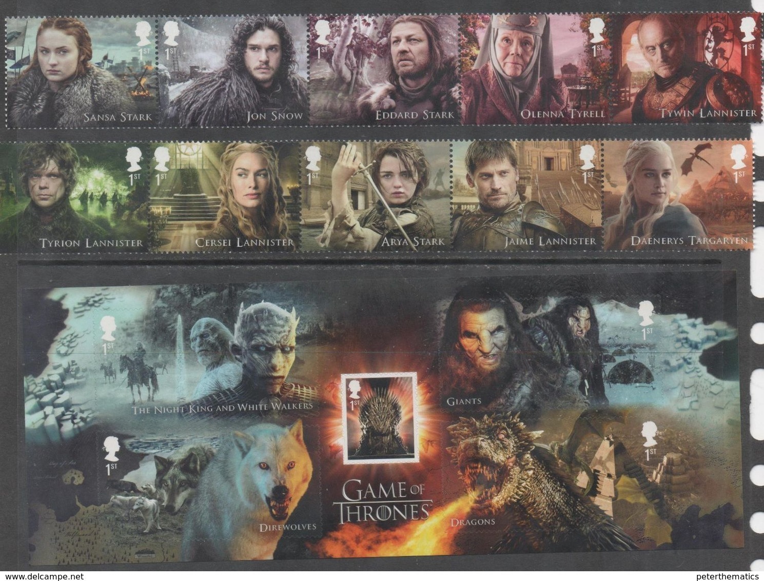 UK, 2018, MNH, ACTORS, ACTRESSES, GAME OF THRONES, WOLVES, 10v+SHEETLET - Cinema