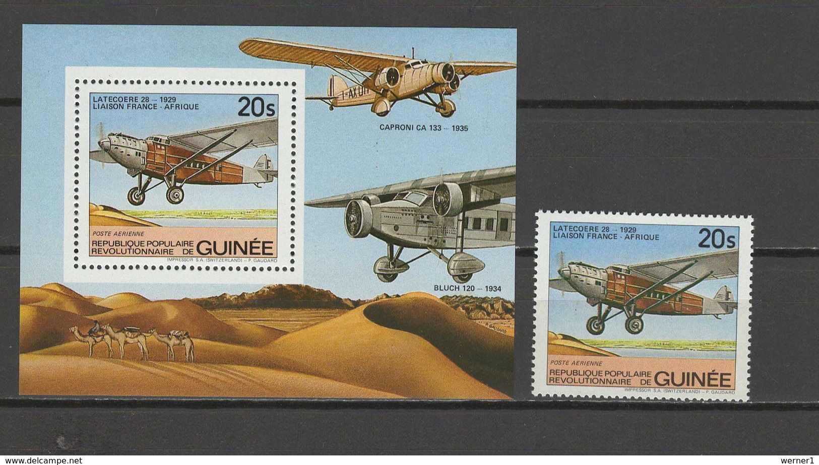Guinea 1984 Aviation Airplanes Stamp + S/s MNH - Avions