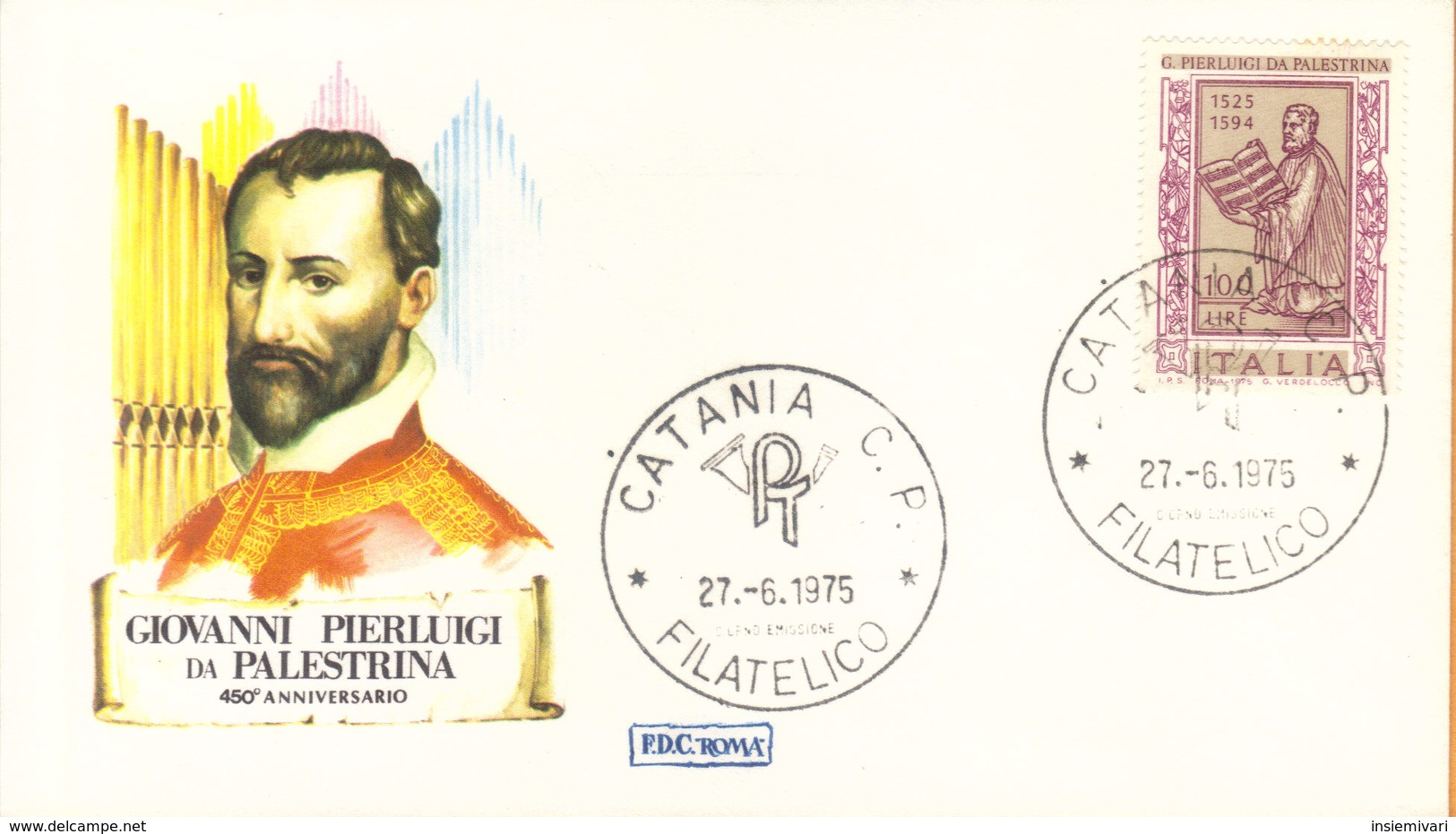 *ITALIA FDC ROMA GIOVANNI PIERLUIGI DA PALESTRINA 1975 . - FDC