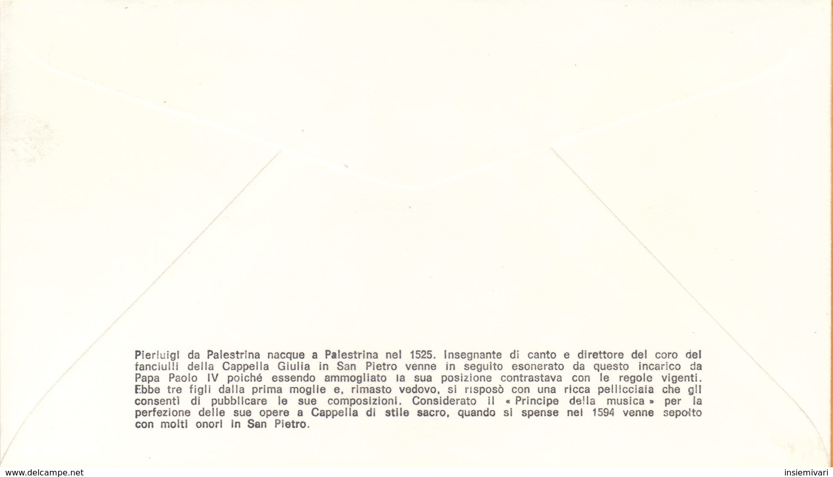 *ITALIA FDC ROMA GIOVANNI PIERLUIGI DA PALESTRINA 1975 . - FDC