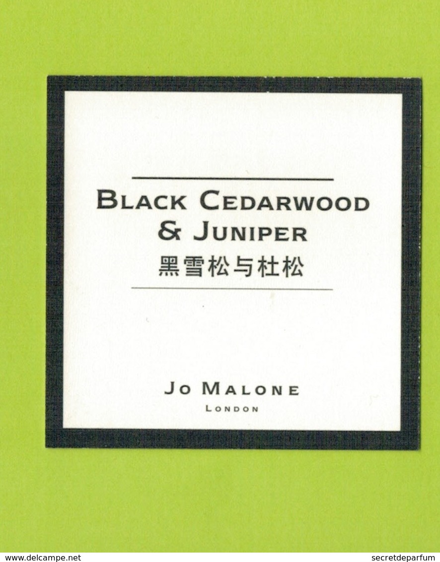 Cartes Parfumées  CARTE  JO MALONE LONDON  ASIATIQUE BLACK CEDARWOOD & JUNIPER - Modern (from 1961)