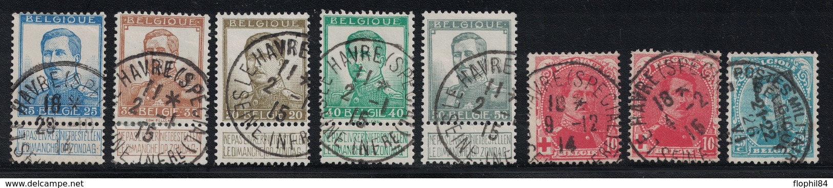 BELGIQUE - 8 TIMBRES - OBLITERATION FRANCAISE - LE HAVRE (SPECIAL) SEINE INFERIEURE - GUERRE 14-18. - Brieven En Documenten