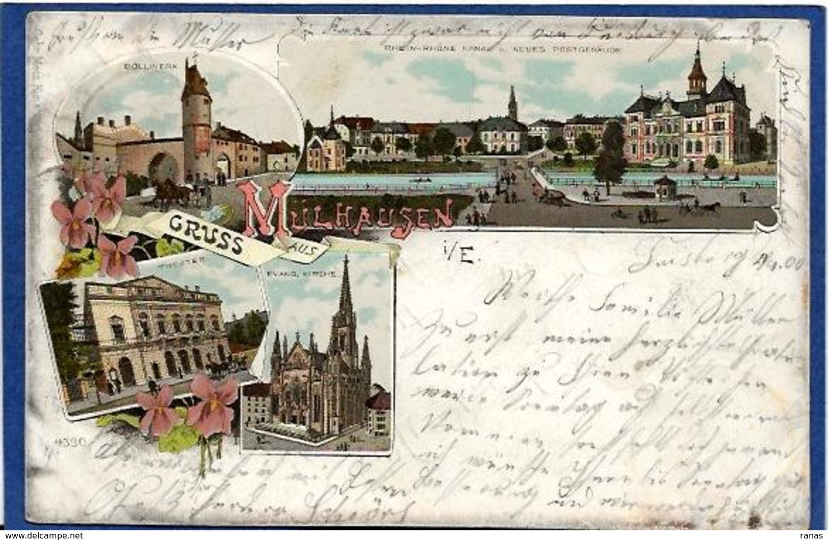 CPA Bas Rhin Mulhouse Litho Gruss Circulé En 1900 Voir Scan Du Dos - Other & Unclassified