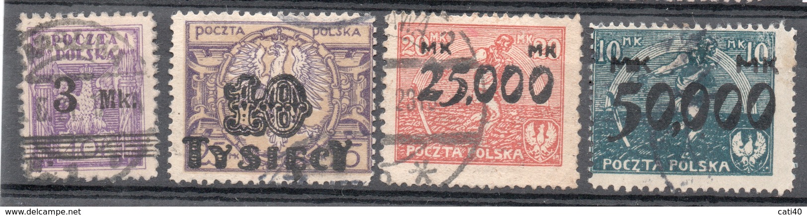 POLONIA POLOGNE 1921 SOVRASTAMPATI 4 Valori - Usados