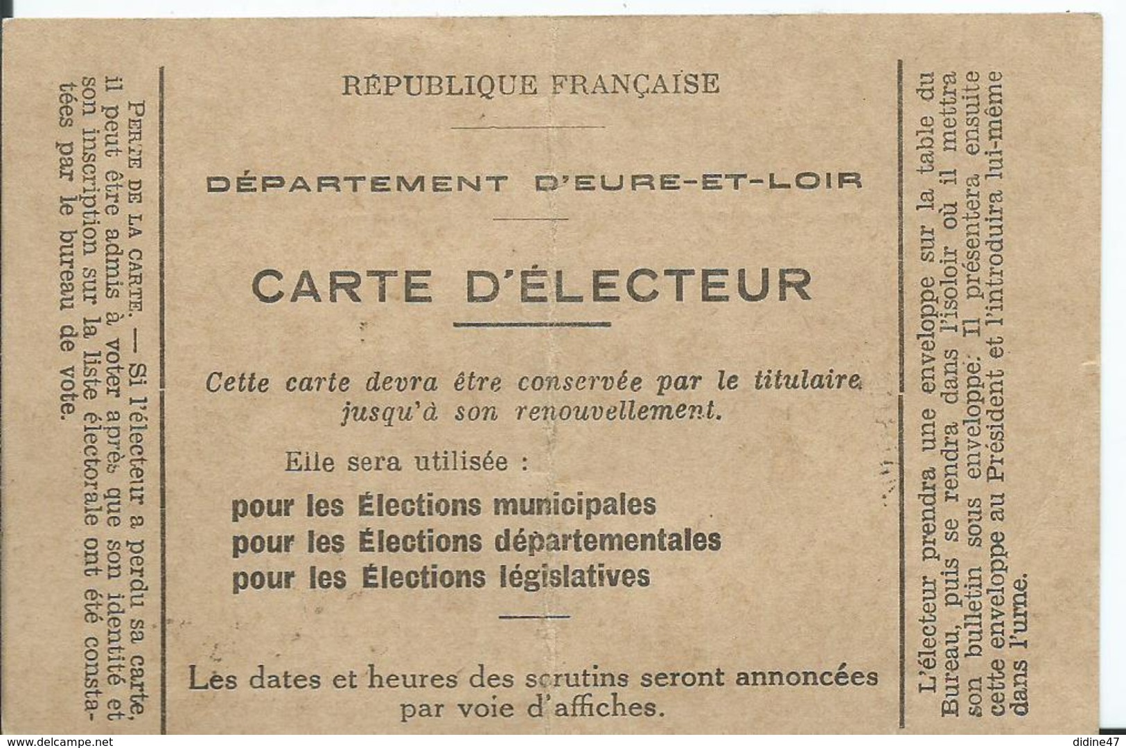 CARTE D 'ELECTEUR - 1934/1935 Commune De FRAZE - Documents Historiques