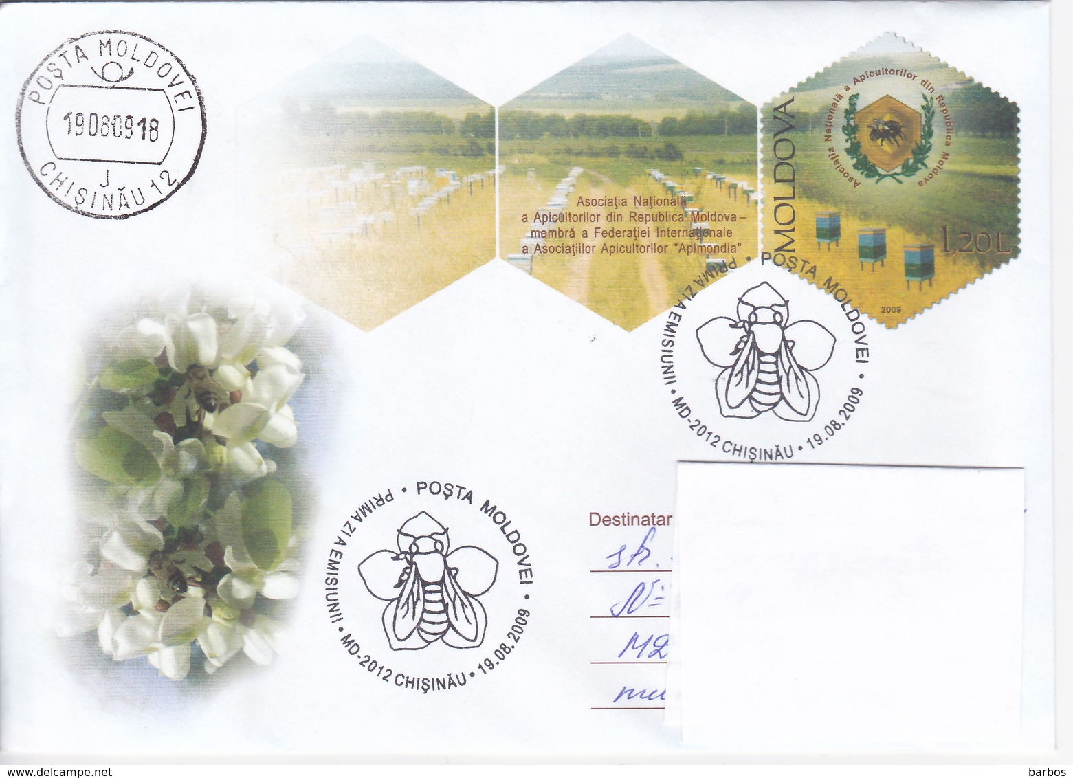 MOLDOVA MOLDAVIA MOLDAWIEN MOLDAU , 2009 , Pre-paid Envelope , Bees , Beekeepers Association , Pre-paid Envelope , FDC - Moldova