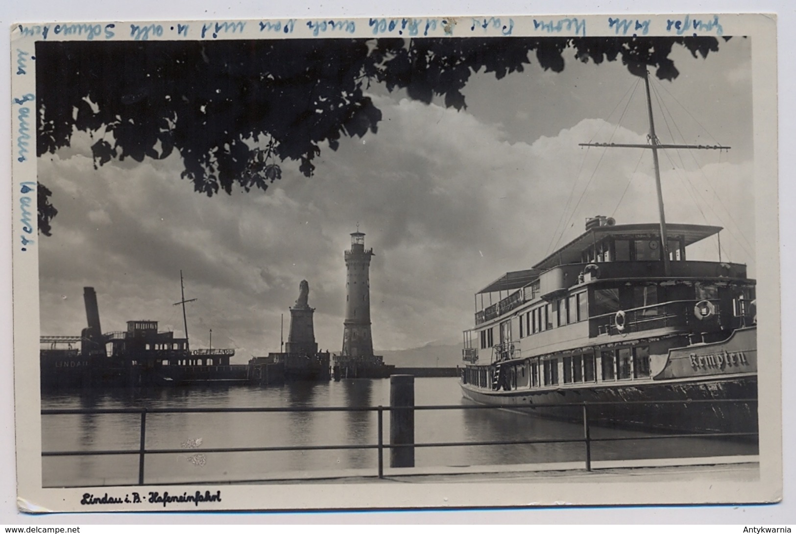 Lindau (Bodensee), Hafeneinfahrt Mit Schiff "Kempten" 1948y. Cyrkulation Gelaufen Wurttemberg E518 - Lindau A. Bodensee