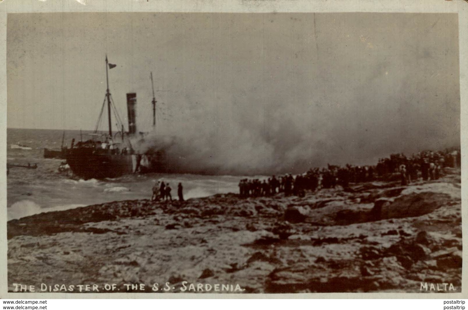 REAL PHOTO  POSTCARD THE DISASTER OF THE SS SARDENIA SARDINIA    MALTA - Malta