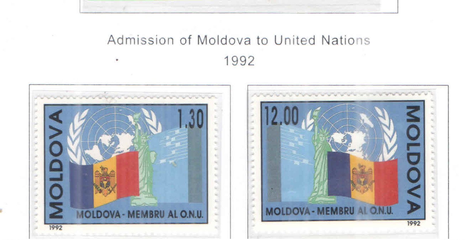 Moldavia PO 1992 Ammissione Onu Scott.61+62+See Scan On Scott.Page - Moldavia