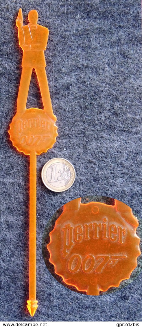 RARE Touilleur Ancien (stirring Stick) PERRIER / James BOND 007 - Orange Fluo - Mélangeurs à Boisson