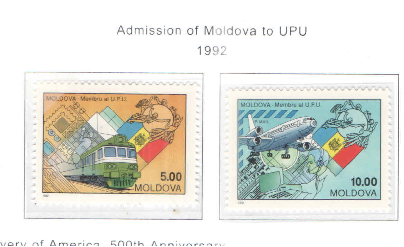 Moldavia PO 1992 Ammissione UPU Scott.66+67+See Scan On Scott.Page - Moldavia
