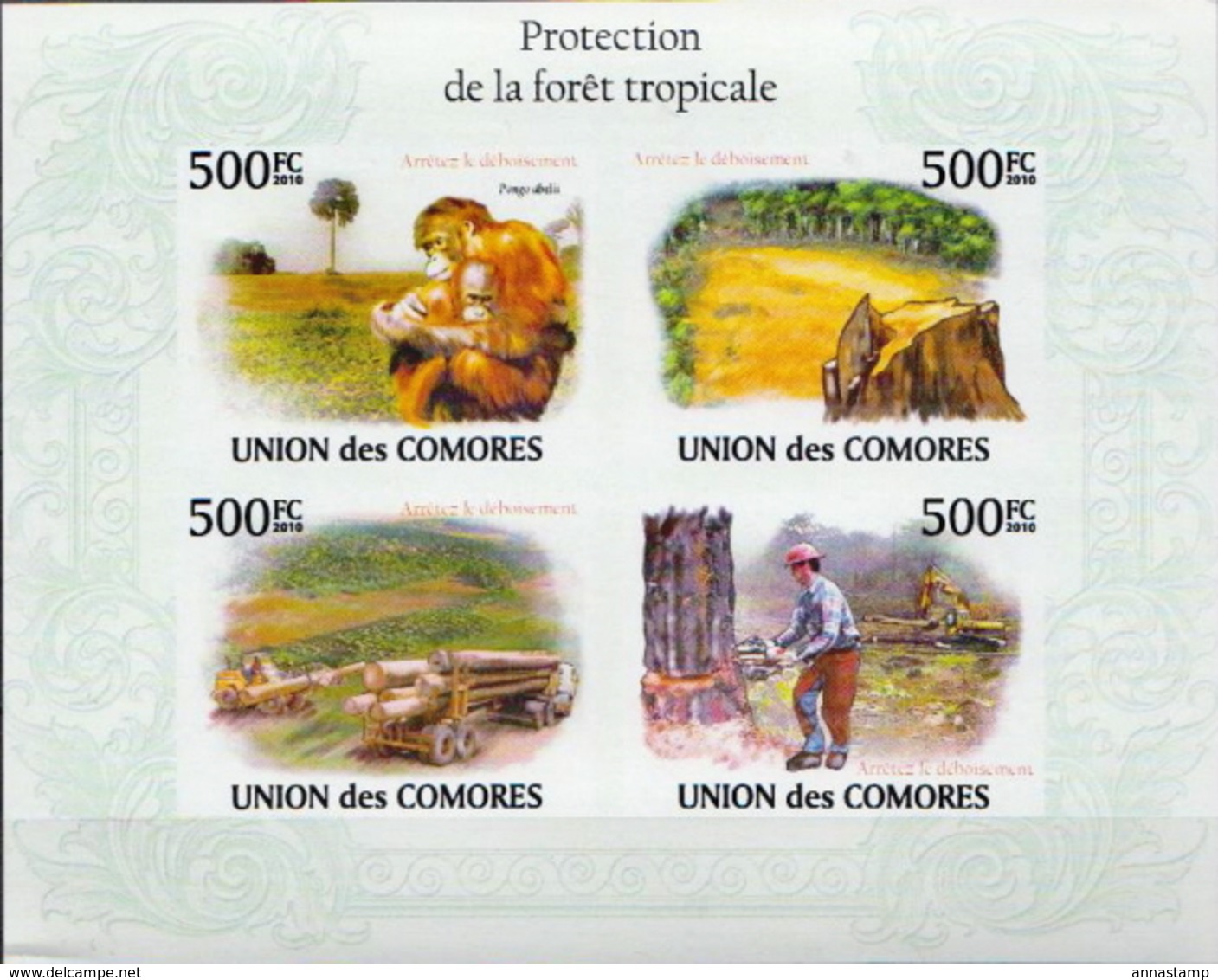 Comores MNH Forest Protection Imperforated Sheetlet And SS - Trees