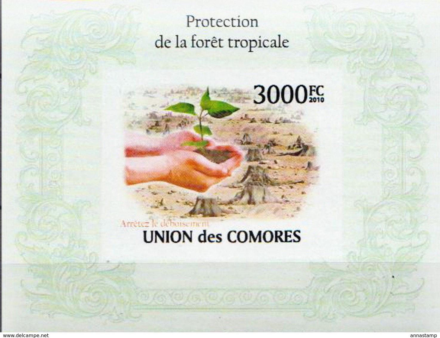 Comores MNH Forest Protection Imperforated Sheetlet And SS - Trees