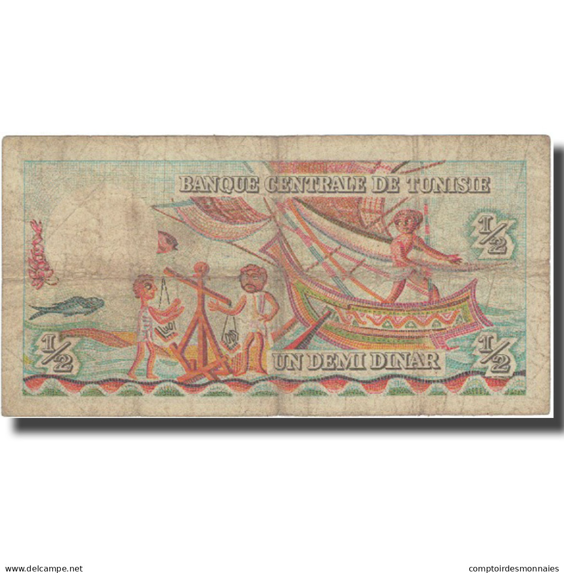 Billet, Tunisie, 1/2 Dinar, 1965, 1965-06-01, KM:62a, TB - Tunisia