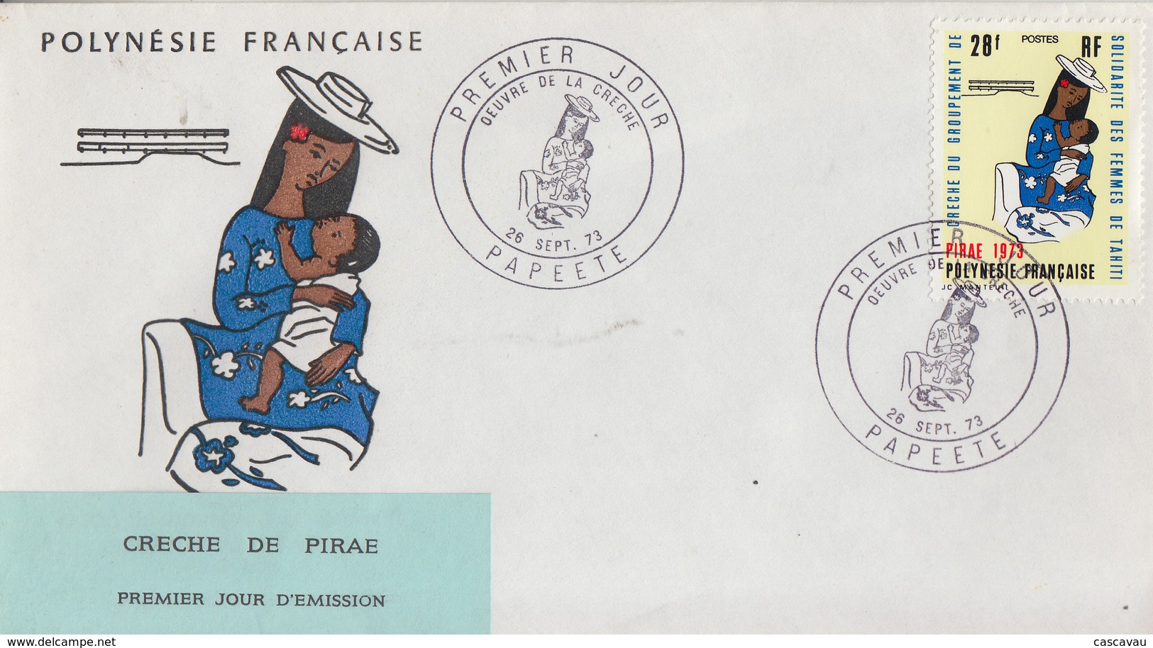 Enveloppe  FDC  1er Jour  POLYNESIE    Créche  De   PIRAE    1973 - FDC