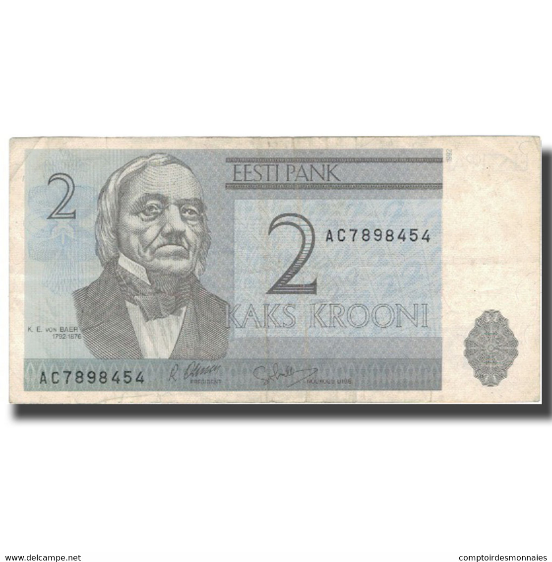 Billet, Estonia, 2 Krooni, 1992, 1992, KM:70a, TTB - Estland