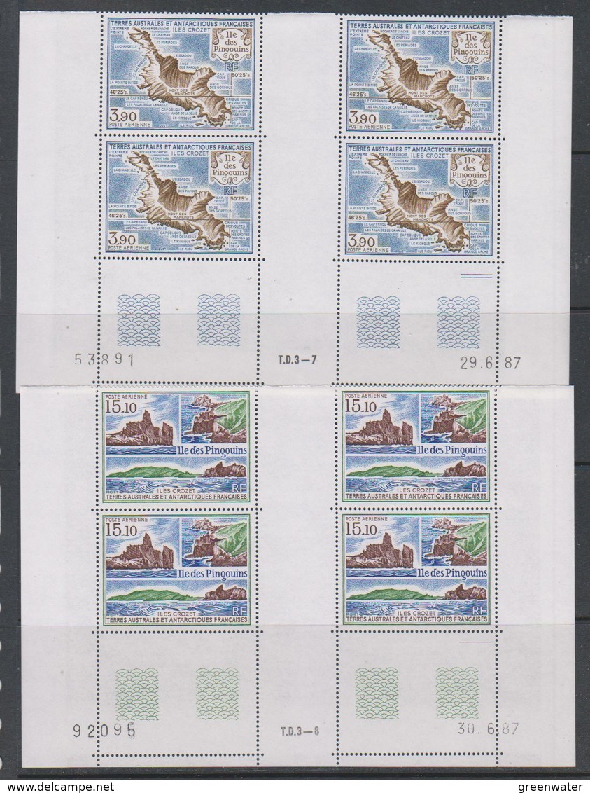 TAAF 1988 Ile Des Pingouins 2v Bl Of 4  (printing Date) ** Mnh (39645C) - Blokken & Velletjes