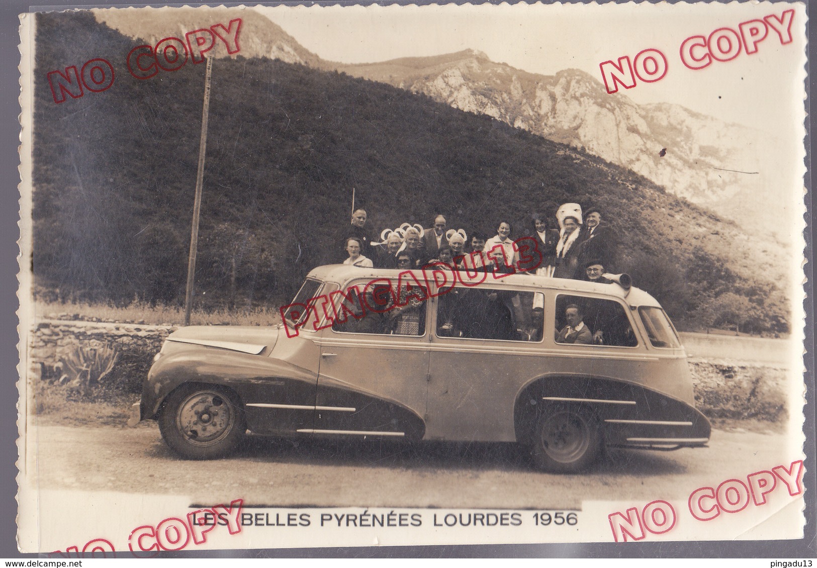 Au Plus Rapide Autocar Lourdes 1956 Pèlerinage Breton Bretagne Quimperlé Finistère Beau Format - Automobiles