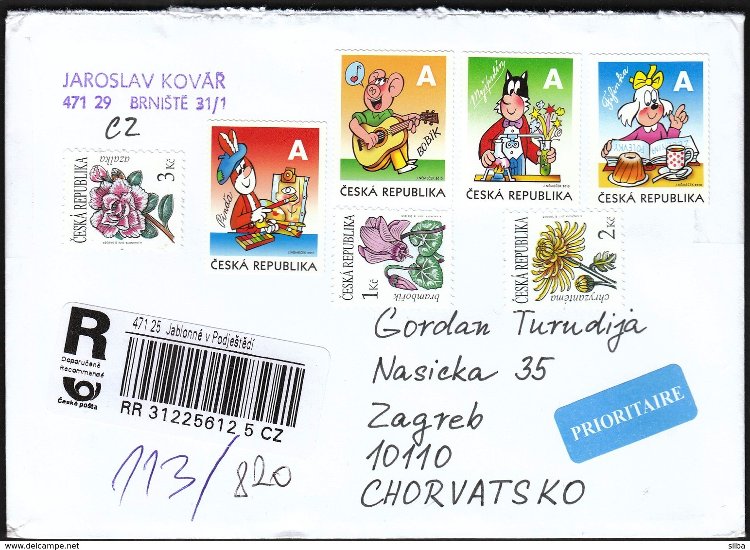 Czech Republic Jablonne V Podjestedi 2014 / R Letter - Cover / Flowers, Comic - Lettres & Documents