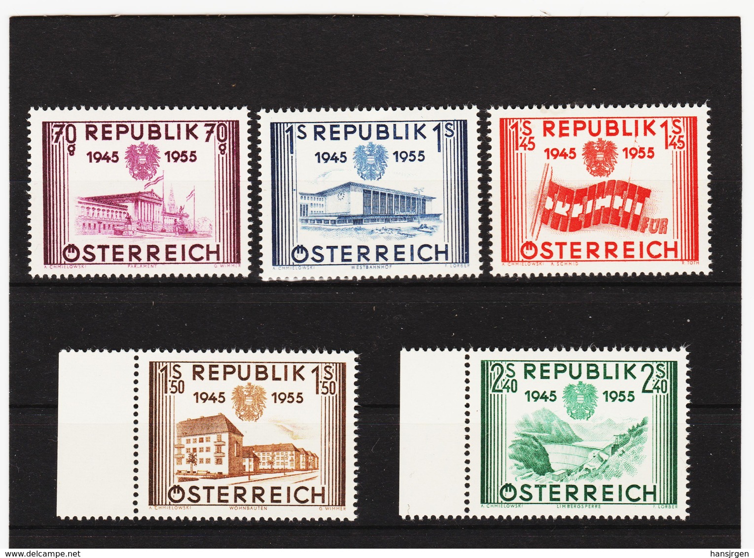 NEU855 ÖSTERREICH 1955 MICHL 1012-16 SATZ ** POSTFRISCH SIEHE ABBILDUNG - Ungebraucht