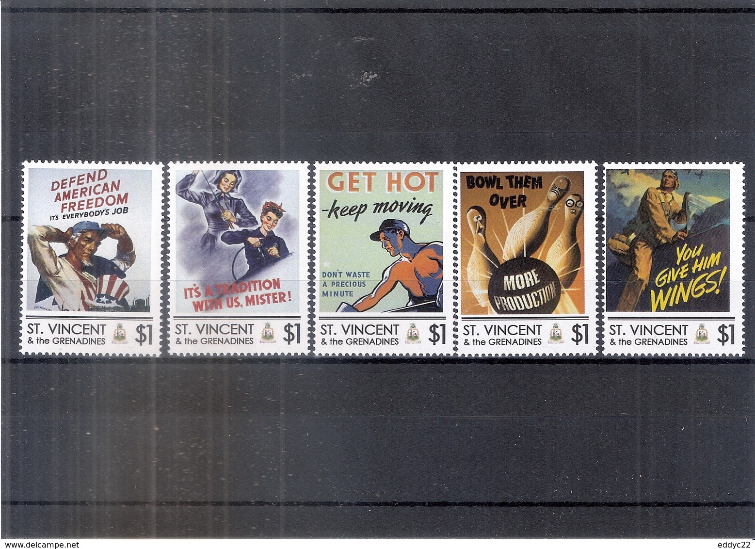 World War II - Propaganda Posters - St.Vincent 2011 - Complete Set - XX/MNH ( To See) - Guerre Mondiale (Seconde)