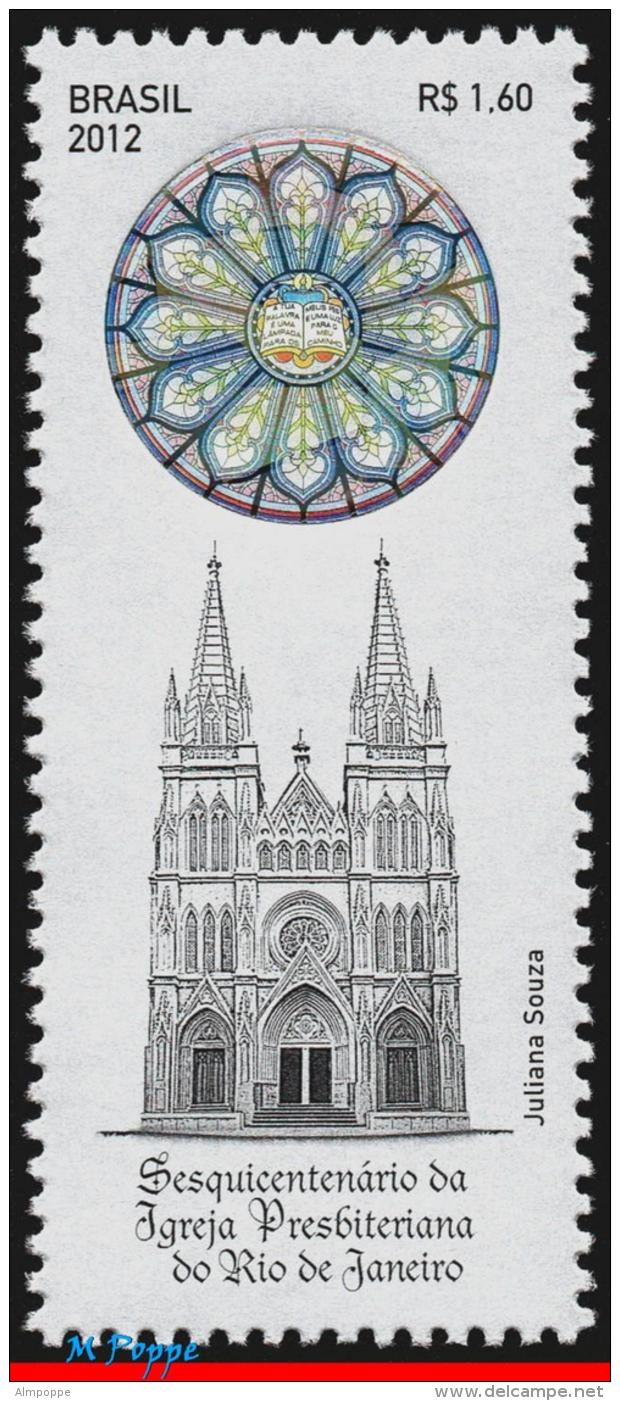 Ref. BR-3208 BRAZIL 2012 CHURCHES, PRESBYTERIAN CHURCH,, SESQUICENTENNIAL, MNH 1V Sc# 3208 - Churches & Cathedrals