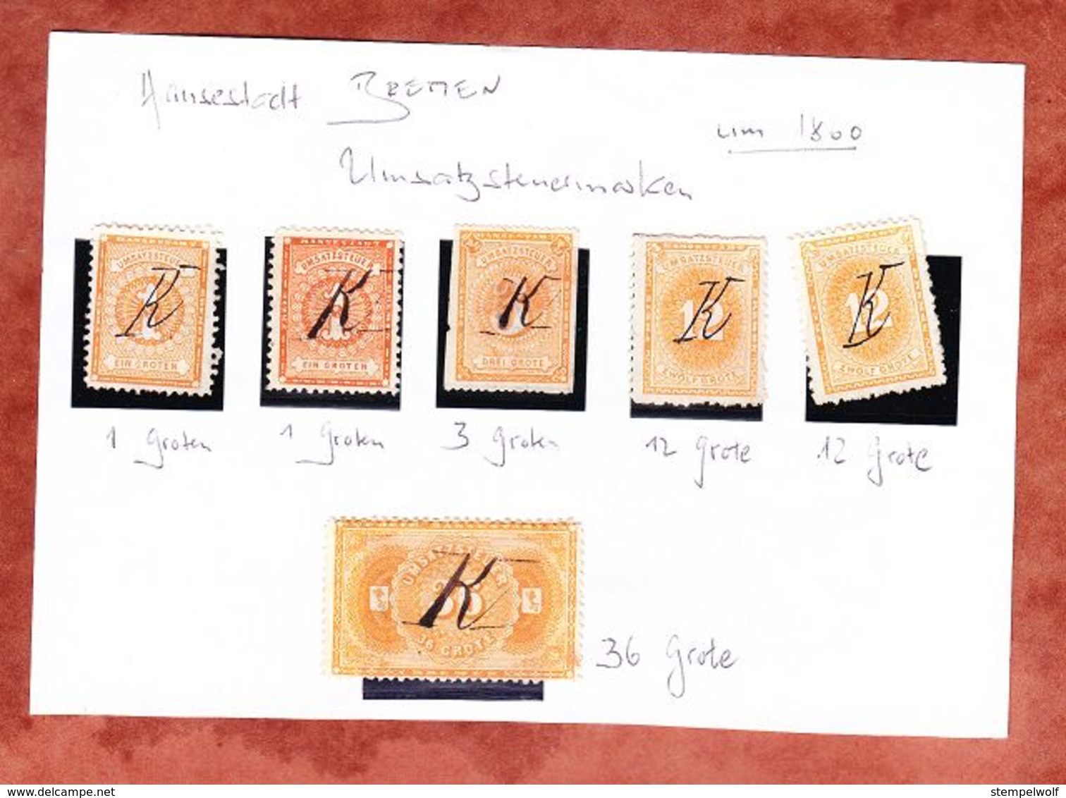 Umsatzsteuermarken, Hansestadt Bremen (54749) - Gebührenstempel, Impoststempel