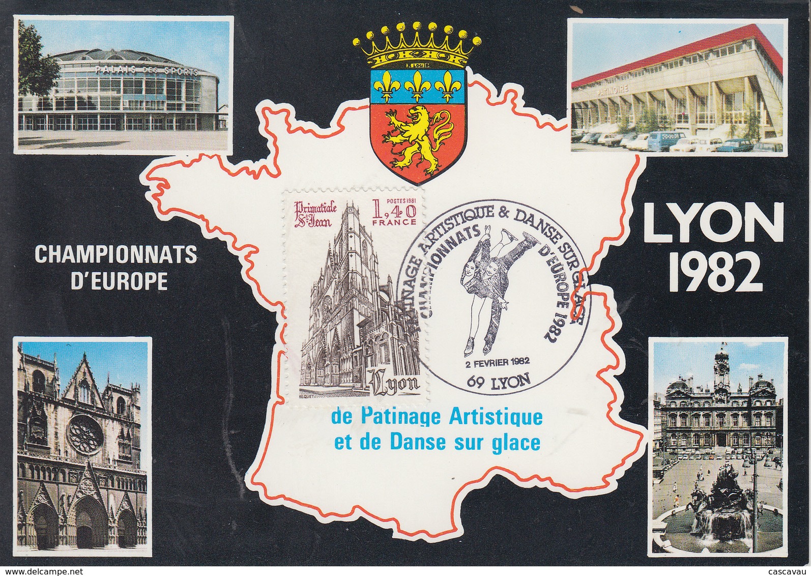 Carte  FRANCE   Championnat  D' Europe  De  Patinage  Artistique   LYON    1982 - Pattinaggio Artistico