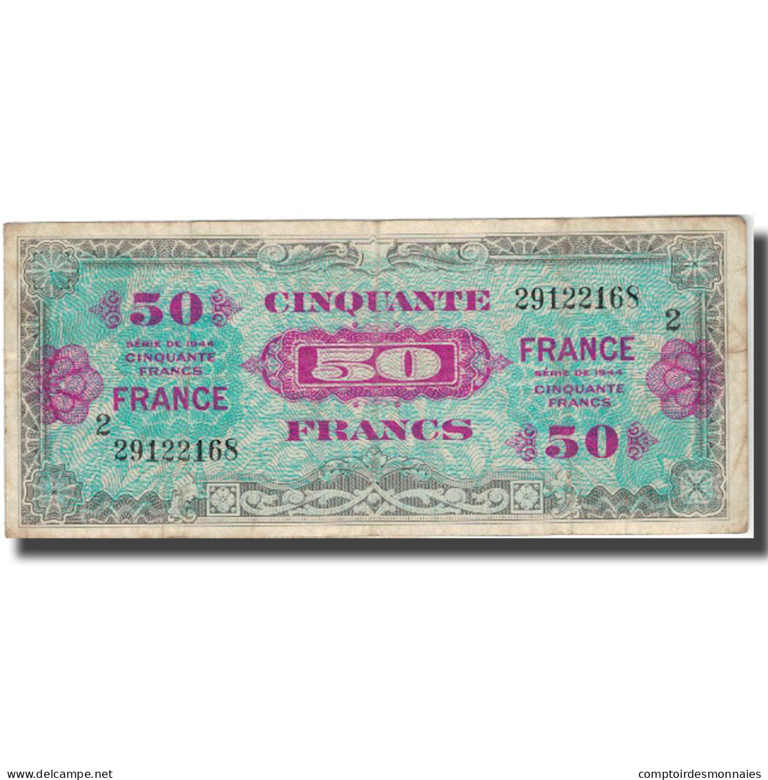 France, 50 Francs, 1944, 1944, TB, Fayette:19.1, KM:117a - 50 F 1889-1927 ''Bleu Et Rose''