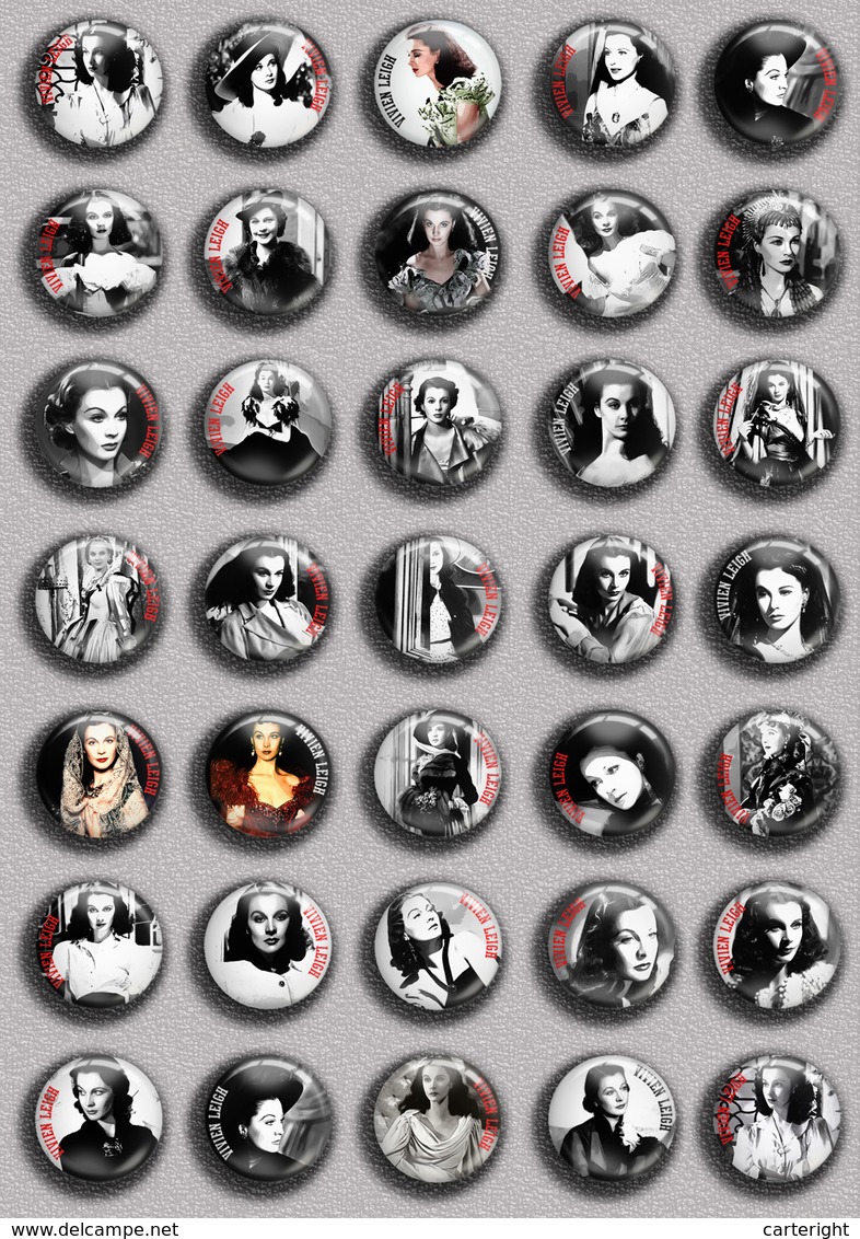 Vivien Leigh Movie Film Fan ART BADGE BUTTON PIN SET 2 (1inch/25mm Diameter) 35 DIFF - Films