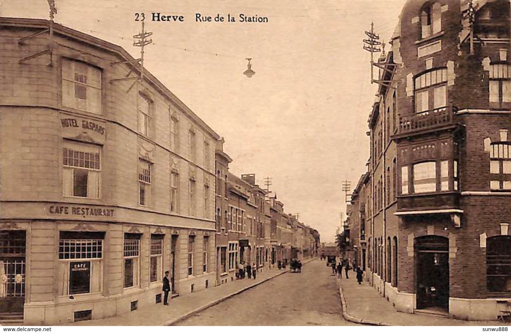 Herve - Rue De La Station (animée, Café Restaurant, Hotel Gaspars) - Herve