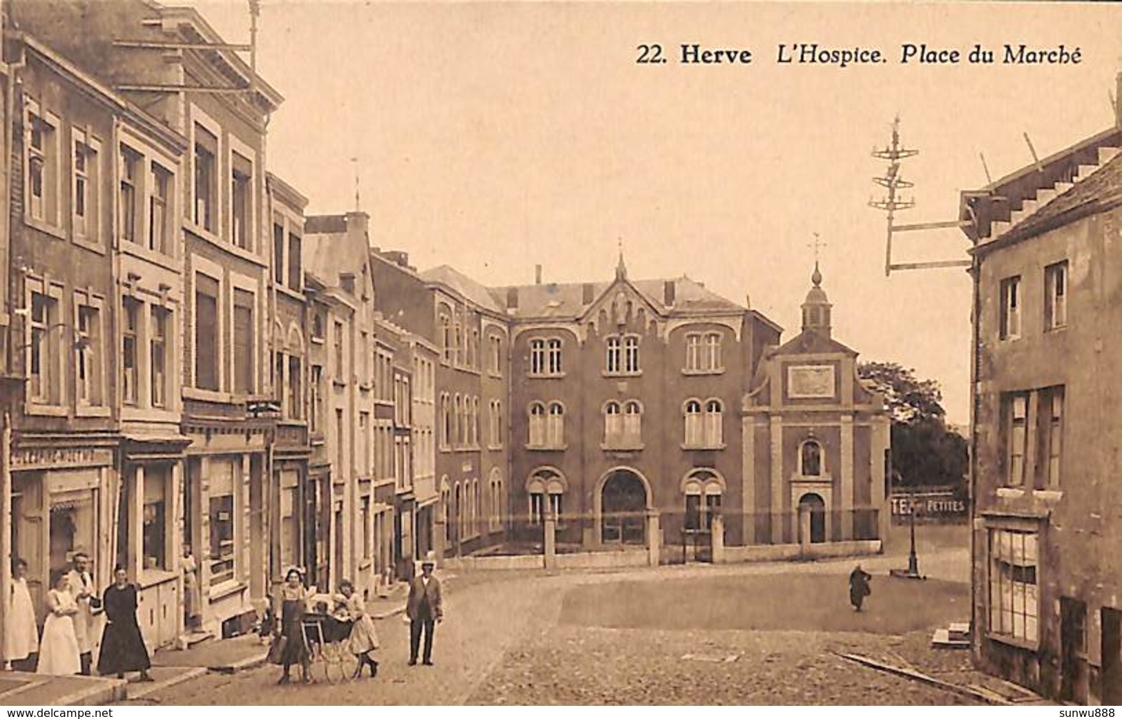 Herve - L'Hospice, Place Du Marché (animée, Charcutier) - Herve