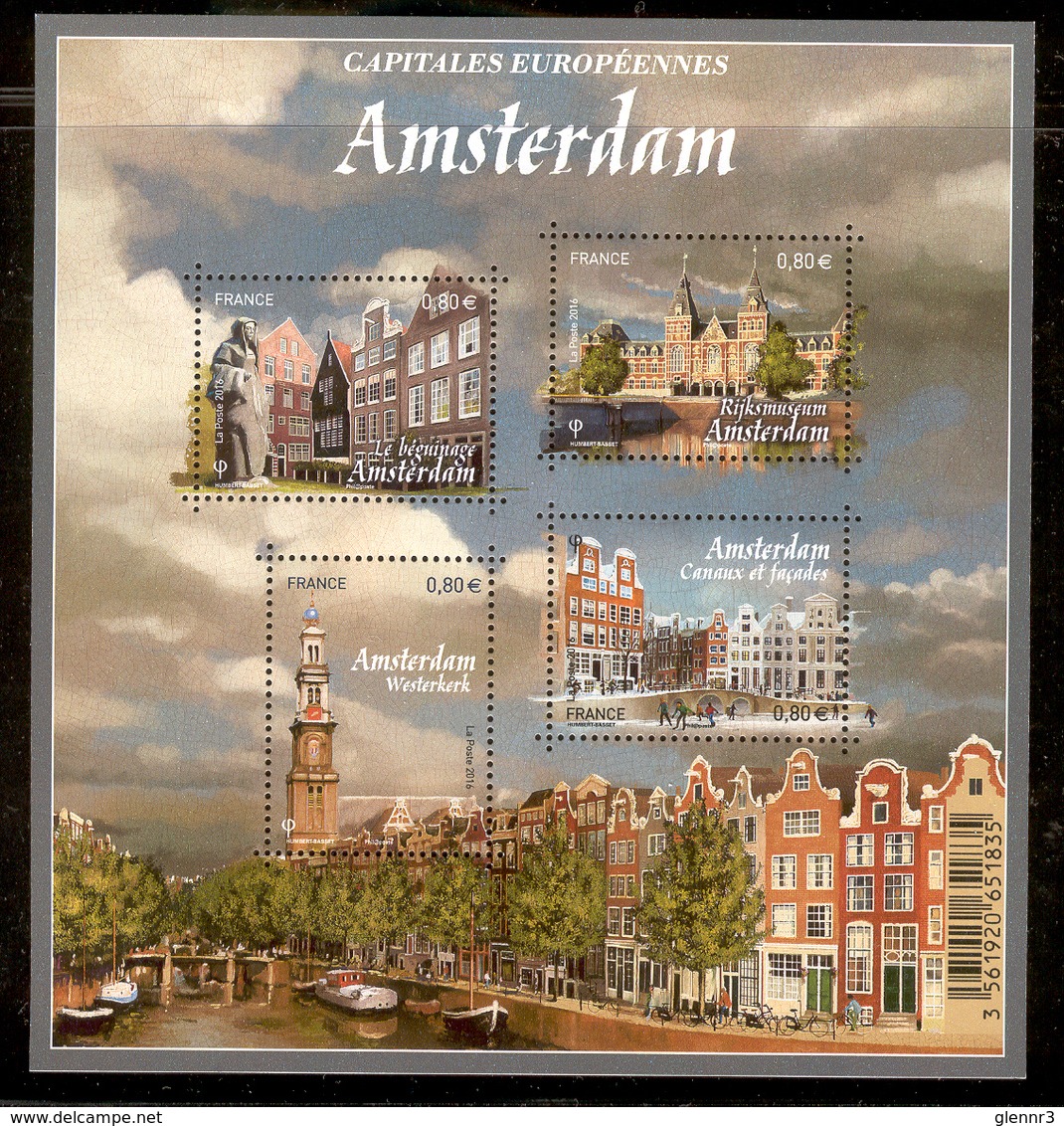 FRANCE 2016 European Capitals-Amsterdam, Scott # 5114 MNH Souvenir Sheet Of 4 - Unused Stamps