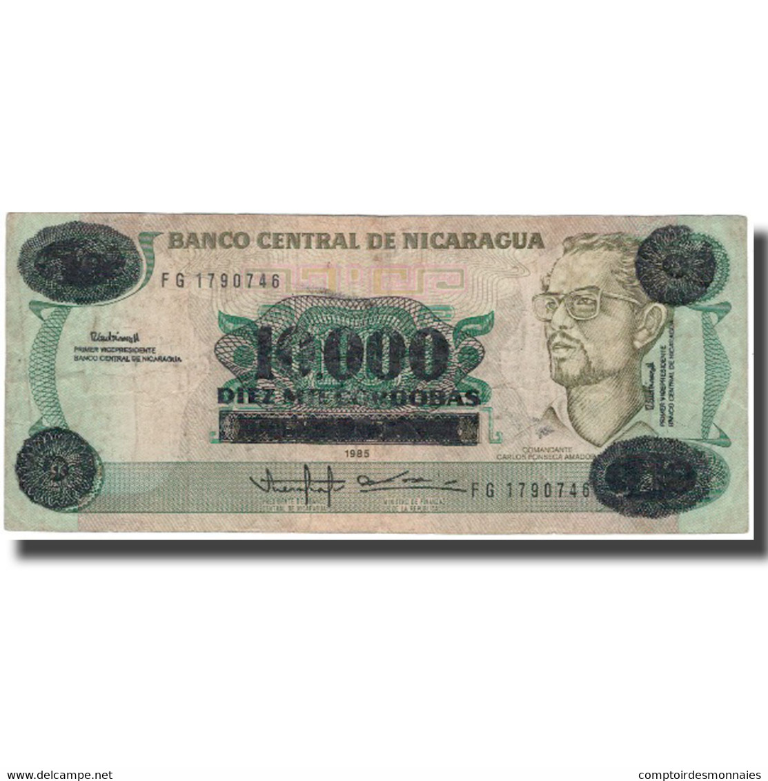 Billet, Nicaragua, 10,000 Córdobas On 10 Córdobas, KM:158, TB+ - Nicaragua