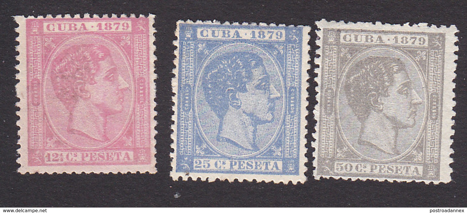 Cuba, Scott #84-86, Mint No Gum, King Alfonso XII, Issued 1879 - Kuba (1874-1898)